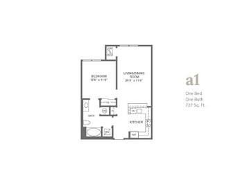  Floor Plan ar-2a1 | 1 Bed | 1 Bath