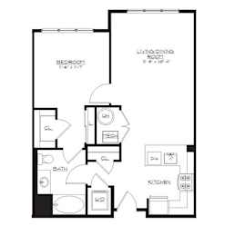  Floor Plan cr-2a14 | 1 Bed | 1 Bath