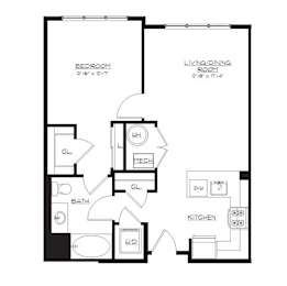  Floor Plan ar-2a4 | 1 Bed | 1 Bath