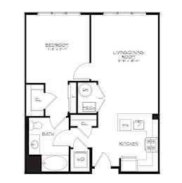  Floor Plan CR-2A8 | 1 Bed | 1 Bath