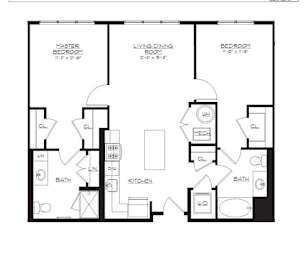  Floor Plan CR-2B1 | 2 Bed | 2 Bath