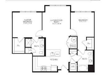  Floor Plan cr-2b18 | 2 Bed | 2 Bath