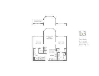  Floor Plan ar-2b3 | 2 Bed | 2 Bath