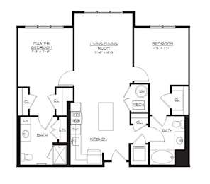  Floor Plan CR-2B6 | 2 Bed | 2 Bath