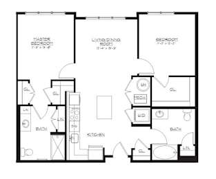  Floor Plan CR-2B7h | 2 Bed | 2 Bath