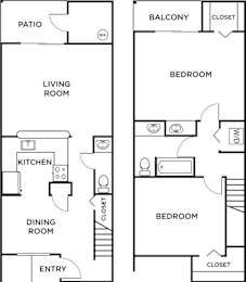  Floor Plan Two Bedroom Townhome