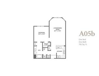  Floor Plan ar-1a5b | 1 Bed | 1 Bath