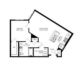  Floor Plan ar-1a8 | 1 Bed | 1 Bath | Den