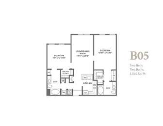  Floor Plan ar-1b5 | 2 Bed | 2 Bath
