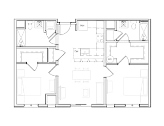 A black and white image of a floor plan for a house.
