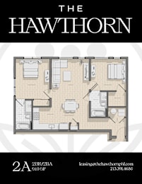 2A Hawthorn Floorplan at The Hawthorn, Philadelphia, 19131