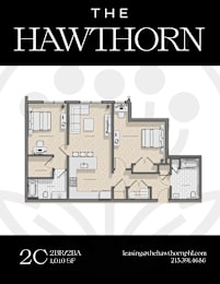 2C Hawthorn Floorplan at The Hawthorn, Pennsylvania, 19131