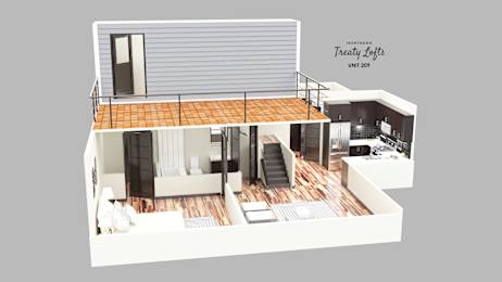 A modern house with a balcony and a deck.