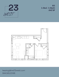 B3 Floor Plan at 23 West Apartments, Philadelphia, PA