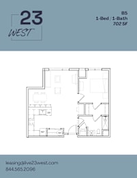 B5 Floor Plan at 23 West Apartments, Philadelphia, Pennsylvania