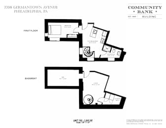 A floor plan for a Community Bank building located at 7208 Germantown Avenue, Philadelphia, PA.