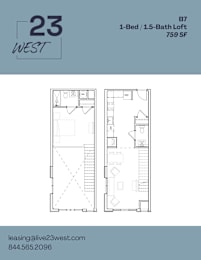 B7 Floor Plan at 23 West Apartments, Philadelphia, 19123