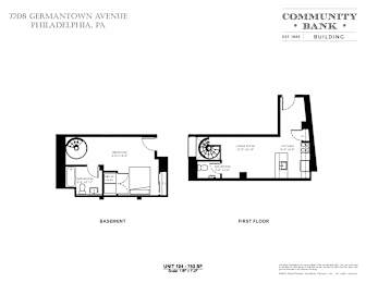A floor plan for a Community Bank building located at 7208 Germantown Avenue, Philadelphia, PA.