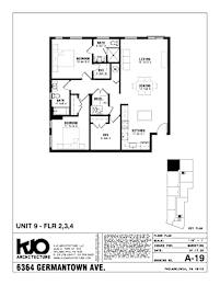 A drawing of a floor plan for a unit numbered 9.