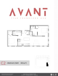 a 2nd floor floor plan of the avant renovated apartment