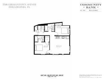 A floor plan for a Community Bank building located at 7208 Germantown Avenue, Philadelphia, PA.