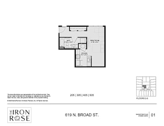 Studio Floorplan at Iron Rose Apartments, Philadelphia, PA