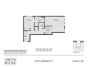 1 Bedroom 1.5 Bath Floorplan at Iron Rose Apartments, Philadelphia