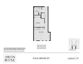 One Bed Floorplan at Iron Rose Apartments, Pennsylvania, 19123