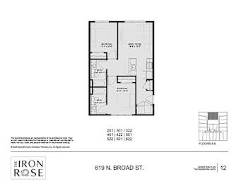 2 Bed Floorplan at Iron Rose Apartments, Pennsylvania