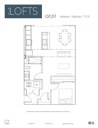 a floor plan of a loft with a bedroom and a bathroom