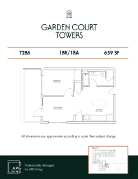 the floor plan of garden court towers