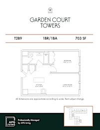 the floor plan of garden court towers furnished apartment