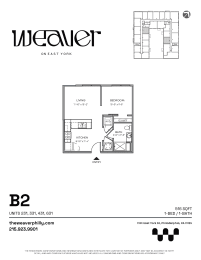 1Bed Floor Plan B2 at The Weaver, Philadelphia, PA, Pennsylvania, 19125
