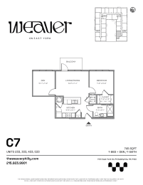 1Bed Floor Plan C7 at The Weaver, Philadelphia, PA, Pennsylvania, 19125