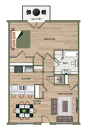 1 bed 1 bath C at The PARKER on E Mulberry Apartments, San Antonio