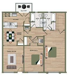 2 bed 1 bath A at The PARKER on E Mulberry Apartments, San Antonio, 78209