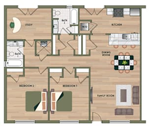 2 bed 2 bath A at The PARKER on E Mulberry Apartments, San Antonio