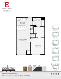 2 bed 2 bath E Floor Plan at Beekman on Broadway, Ann Arbor, MI