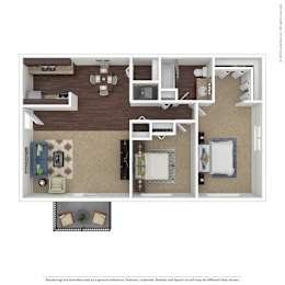 2 Bed 1 Bath Floor Plan at The Grove Brentwood, Nashville, TN ?
