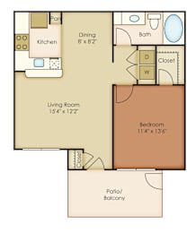 A1 Floor Plan at Villages of Briar Forest, Houston, TX 77077