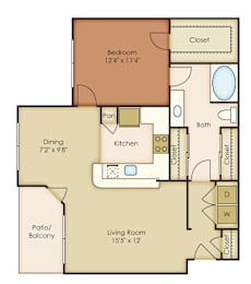 A2 Floor Plan at Villages of Briar Forest, Houston, TX