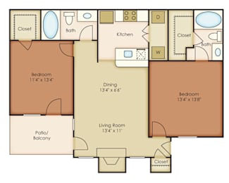 B2 Floor Plan at Villages of Briar Forest, Houston, 77077