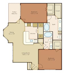 B3 Floor Plan at Villages of Briar Forest, Houston Texas