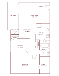 A red floor plan of a house with labeled rooms.