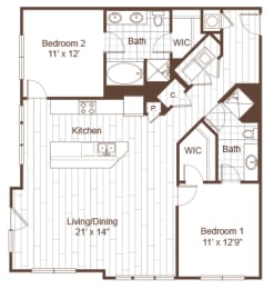 2 Bed 2 Bath