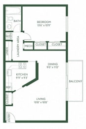 a floor plan of a small house with a kitchen and a living room