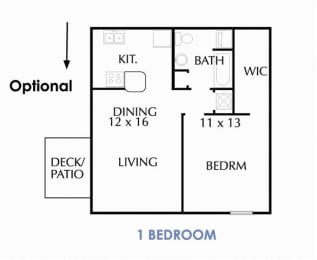 Floor Plan 1 Bedroom, 1 Bathroom