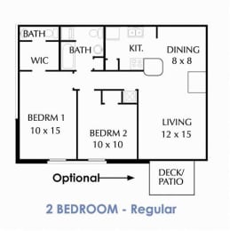  Floor Plan 2 Bedroom, 1.5 Bathroom