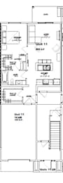 A floor plan of a residential unit with labeled rooms and dimensions.
