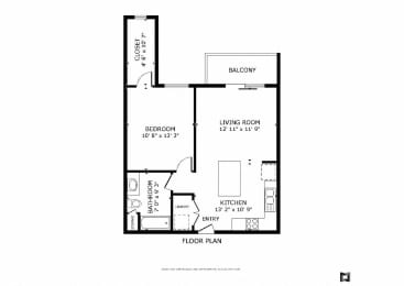 1 Bed/1 Bath Floor Plan